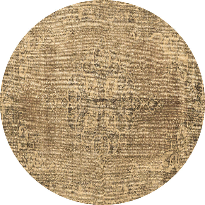 Round Machine Washable Persian Brown Traditional Rug, wshtr2451brn