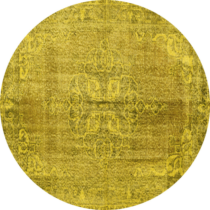 Round Persian Yellow Traditional Rug, tr2451yw