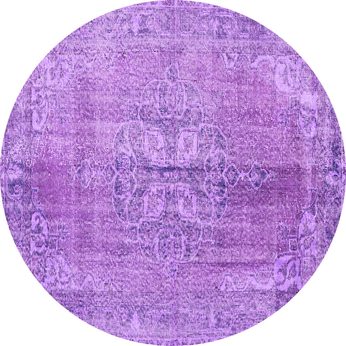 Round Machine Washable Persian Purple Traditional Area Rugs, wshtr2451pur