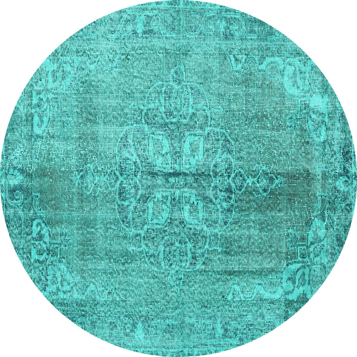 Round Machine Washable Persian Turquoise Traditional Area Rugs, wshtr2451turq