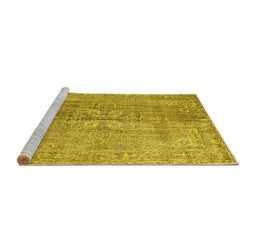 Sideview of Machine Washable Persian Yellow Traditional Rug, wshtr2451yw