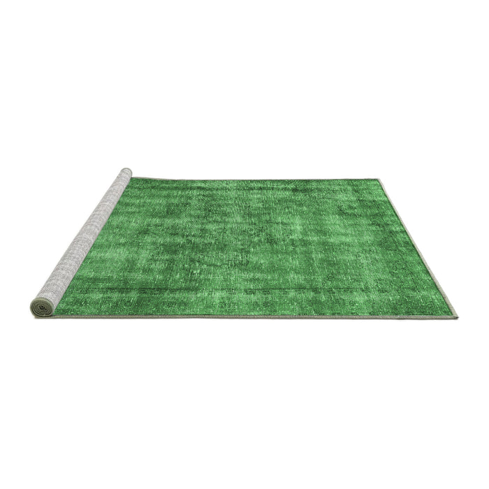 Sideview of Machine Washable Persian Emerald Green Traditional Area Rugs, wshtr2452emgrn