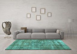 Machine Washable Persian Turquoise Traditional Area Rugs in a Living Room,, wshtr2452turq
