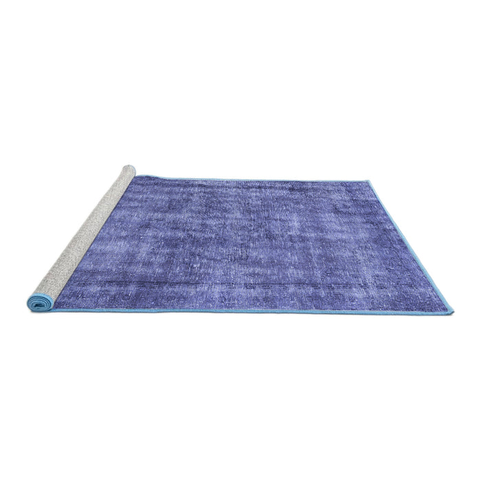 Sideview of Machine Washable Persian Blue Traditional Rug, wshtr2452blu