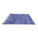 Sideview of Machine Washable Persian Blue Traditional Rug, wshtr2452blu