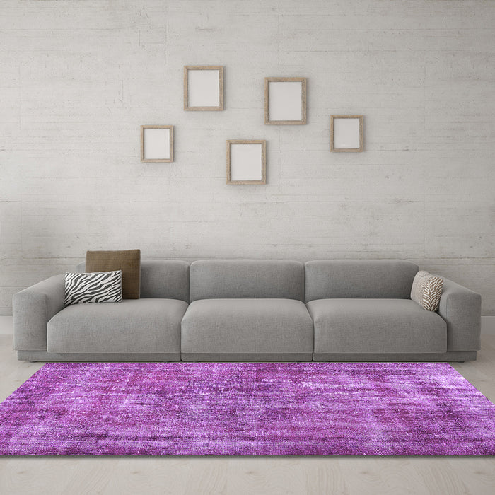 Machine Washable Persian Purple Traditional Area Rugs in a Living Room, wshtr2452pur