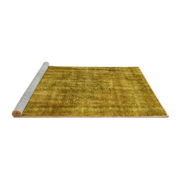 Sideview of Machine Washable Persian Yellow Traditional Rug, wshtr2452yw