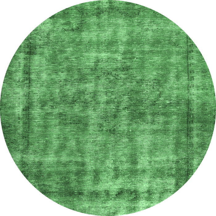 Round Machine Washable Persian Emerald Green Traditional Area Rugs, wshtr2452emgrn