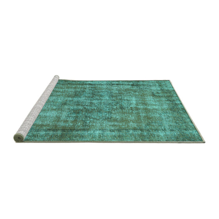 Sideview of Machine Washable Persian Turquoise Traditional Area Rugs, wshtr2452turq