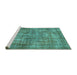 Sideview of Machine Washable Persian Turquoise Traditional Area Rugs, wshtr2452turq