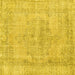 Square Machine Washable Persian Yellow Traditional Rug, wshtr2453yw