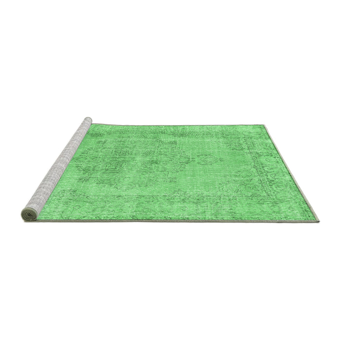 Sideview of Machine Washable Persian Emerald Green Traditional Area Rugs, wshtr2453emgrn