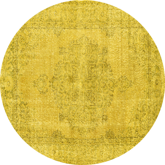 Round Persian Yellow Traditional Rug, tr2453yw