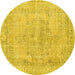 Round Persian Yellow Traditional Rug, tr2453yw