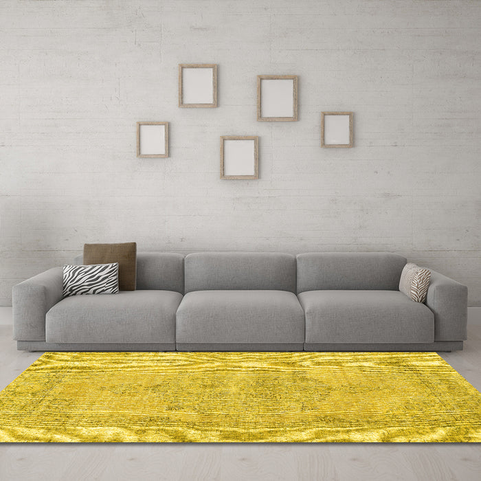 Machine Washable Persian Yellow Traditional Rug in a Living Room, wshtr2453yw