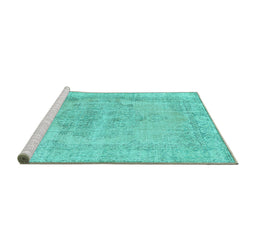 Sideview of Machine Washable Persian Turquoise Traditional Area Rugs, wshtr2453turq