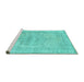 Sideview of Machine Washable Persian Turquoise Traditional Area Rugs, wshtr2453turq