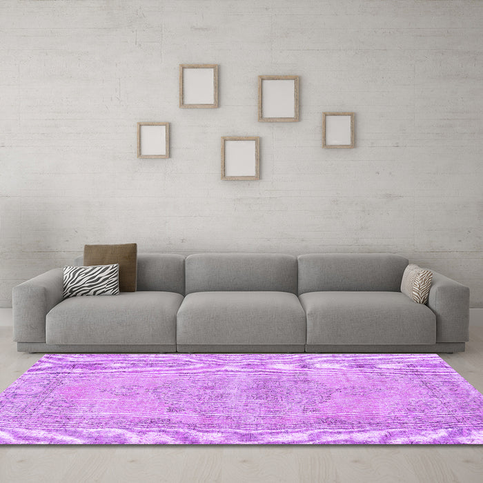 Machine Washable Persian Purple Traditional Area Rugs in a Living Room, wshtr2453pur
