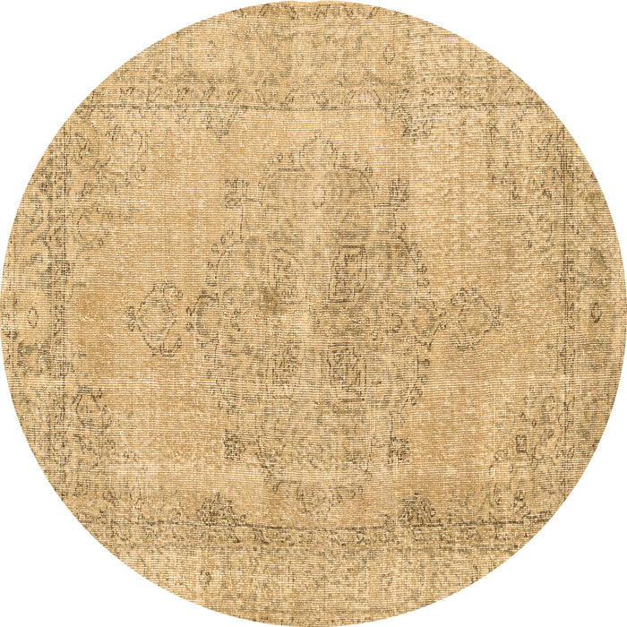 Round Persian Brown Traditional Rug, tr2453brn