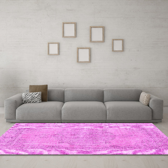 Machine Washable Persian Pink Traditional Rug in a Living Room, wshtr2453pnk