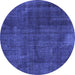 Round Persian Blue Bohemian Rug, tr2454blu