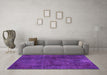 Machine Washable Persian Purple Bohemian Area Rugs in a Living Room, wshtr2454pur