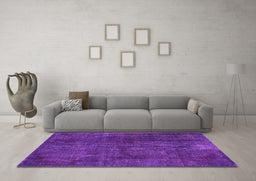 Machine Washable Persian Purple Bohemian Area Rugs in a Living Room, wshtr2454pur