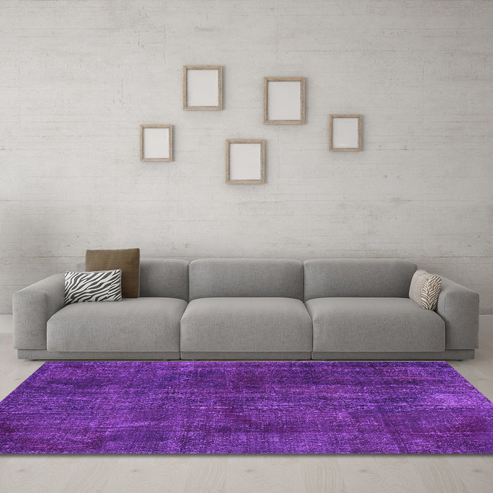 Machine Washable Persian Purple Bohemian Area Rugs in a Living Room, wshtr2454pur