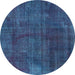 Round Machine Washable Persian Light Blue Bohemian Rug, wshtr2454lblu