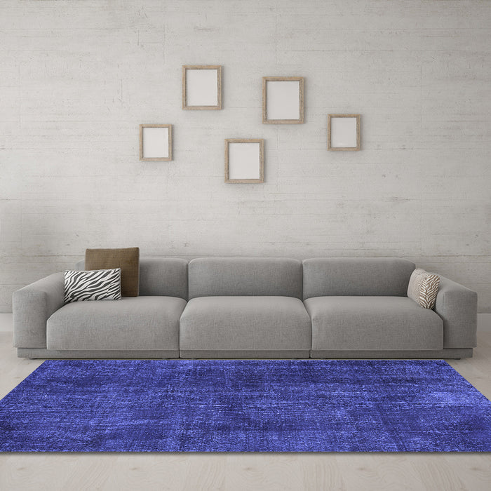 Machine Washable Persian Blue Bohemian Rug in a Living Room, wshtr2454blu