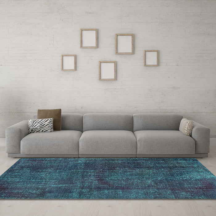 Machine Washable Persian Turquoise Bohemian Area Rugs in a Living Room,, wshtr2454turq
