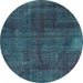 Round Persian Turquoise Bohemian Rug, tr2454turq