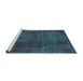 Sideview of Machine Washable Persian Turquoise Bohemian Area Rugs, wshtr2454turq