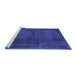 Sideview of Machine Washable Persian Blue Bohemian Rug, wshtr2454blu