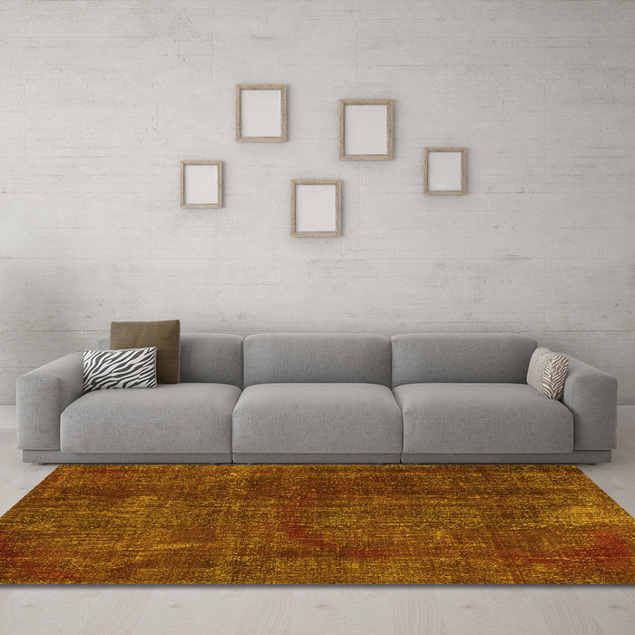 Machine Washable Persian Yellow Bohemian Rug in a Living Room, wshtr2454yw