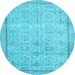 Round Persian Light Blue Traditional Rug, tr2455lblu