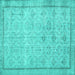 Square Machine Washable Persian Turquoise Traditional Area Rugs, wshtr2455turq