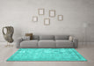 Machine Washable Persian Turquoise Traditional Area Rugs in a Living Room,, wshtr2455turq