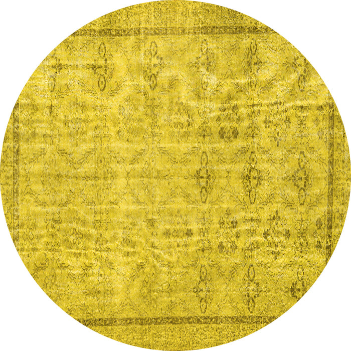 Round Persian Yellow Traditional Rug, tr2455yw