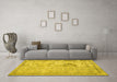 Machine Washable Persian Yellow Traditional Rug in a Living Room, wshtr2455yw