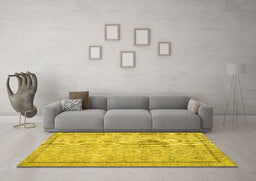 Machine Washable Persian Yellow Traditional Rug in a Living Room, wshtr2455yw