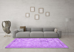 Machine Washable Persian Purple Traditional Area Rugs in a Living Room, wshtr2455pur
