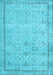 Machine Washable Persian Light Blue Traditional Rug, wshtr2455lblu