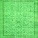 Round Machine Washable Persian Green Traditional Area Rugs, wshtr2455grn