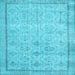 Square Machine Washable Persian Light Blue Traditional Rug, wshtr2455lblu