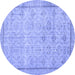 Round Machine Washable Persian Blue Traditional Rug, wshtr2455blu