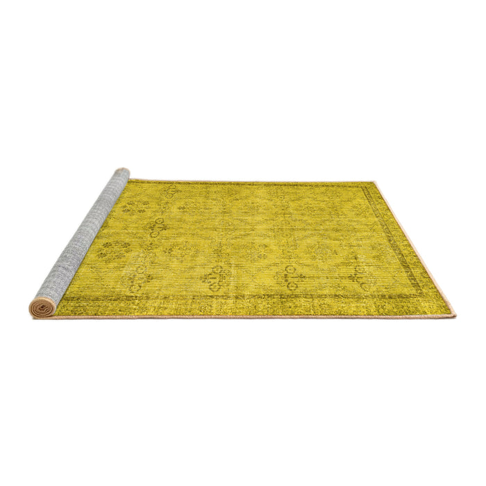 Sideview of Machine Washable Persian Yellow Traditional Rug, wshtr2455yw