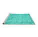 Sideview of Machine Washable Persian Turquoise Traditional Area Rugs, wshtr2455turq