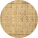 Round Persian Brown Traditional Rug, tr2455brn