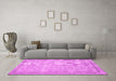 Machine Washable Persian Pink Traditional Rug in a Living Room, wshtr2455pnk